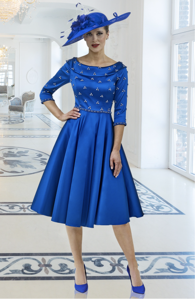 Irresistible royal blue embellished a line dress thumbnail