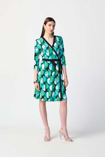 Jade print belted dress thumbnail