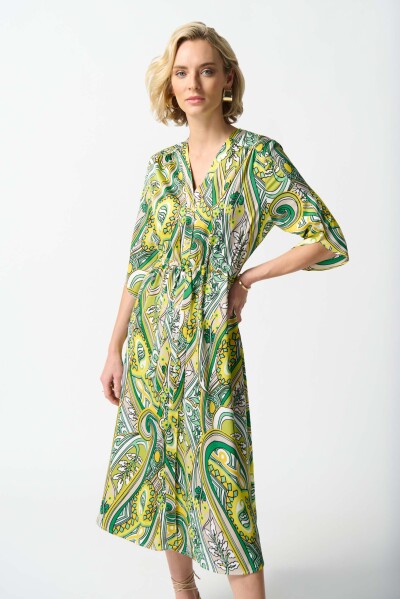 Joseph Ribkoff Island green/vanilla print dress  thumbnail