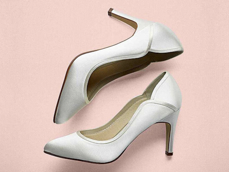 Ivory satin court shoes